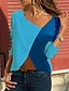cheap Women&#039;s T-shirts-Women&#039;s Plus Size T shirt Color Block V Neck Basic Tops Blue Red Beige