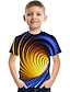 Χαμηλού Κόστους αγορίστικα 3d μπλουζάκια-Παιδιά Αγορίστικα Κοντομάνικη μπλούζα Κοντομάνικο Κοντομάνικο 3D εκτύπωση Γραφική 3D Εκτύπωση Συνδυασμός Χρωμάτων Λαιμόκοψη Γιούνισεξ Ανοικτό Κίτρινο Μπλε Λίμνης Βαθυγάλαζο Παιδιά Άριστος Καλοκαίρι