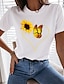 cheap Tees &amp; T Shirts-Women&#039;s Floral Butterfly Heart Going out Valentine Butterfly Sunflower Short Sleeve T shirt Tee Round Neck Print Basic Essential Tops White Black S / 3D Print