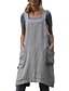 cheap Best Selling Dress-LITB Basic Women&#039;s Pocket Cotton Apron Sleevess Vintage Solid Color Weekend Wear
