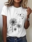 billige T-shirts til kvinde-Dame T-shirt Sort Hvid Gul Grafisk Daisy Trykt mønster Kortærmet Daglig I-byen-tøj Basale Rund hals Normal 100 % bomuld Blomster Tema S