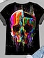 cheap Plus Size Tops-Women&#039;s Plus Size Tops T shirt Graphic Skull Short Sleeve Print Basic Crewneck Cotton Spandex Jersey Daily Holiday Black