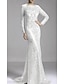 cheap Evening Dresses-Mermaid Party Dress Evening Gown Luxurious Dress Engagement Formal Evening Sweep / Brush Train Long Sleeve Jewel Neck Fall Wedding Guest Lace with Beading Appliques 2024