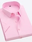 cheap Men&#039;s Button Down Shirts-Men&#039;s Work Shirt Light Pink Black White Short Sleeve Solid / Plain Color Classic Collar Spring &amp; Summer Business Casual Clothing Apparel Button