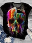 cheap Plus Size Tops-Women&#039;s Plus Size Tops T shirt Graphic Skull Short Sleeve Print Basic Crewneck Cotton Spandex Jersey Daily Holiday Black