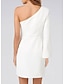זול שמלות קוקטייל-מעטפת \ עמוד מינימליסטי לבן אורחת חתונה מסיבת קוקטייל יום הולדת שמלה כתפיה אחת שרוול ארוך קצר \ מיני סאטן עם תד נשפך 2022