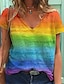 cheap Tees &amp; T Shirts-Women&#039;s Home Daily T shirt Tee LGBT Pride Short Sleeve Rainbow V Neck Basic Tops Rainbow S / 3D Print