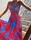 cheap Dresses-Women&#039;s Maxi long Dress Strap Dress Blue Blushing Pink Sleeveless Backless Zipper Print Tie Dye Halter Neck cold shoulder Spring Summer Holiday Sexy 2021 Slim S M L XL