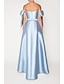 Χαμηλού Κόστους Βραδινά Φορέματα-Ολόσωμη φόρμα Βραδινά φορέματα Κομψό Φόρεμα Επισκέπτης γάμου Αρραβώνας Μακρύ Αμάνικο Ώμοι Έξω Σατέν με Φιόγκος(οι) 2024