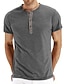 cheap Men-Men&#039;s Henley Shirt Solid Color Round Neck Daily Vacation Short Sleeve Tops Cotton Blend Simple Fashion Comfortable Green White Black / Machine wash / Micro-elastic