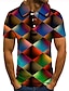 cheap Men&#039;s Polos-Men&#039;s Golf Shirt Tennis Shirt Optical Illusion Geometry 3D Print Collar Street Casual Short Sleeve Button-Down Tops Casual Fashion Cool Rainbow / Sports