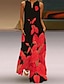 olcso Mintás ruhák-Női Pamut hétköznapi ruha Virágos Nyomtatott V-alakú Maxi hosszú ruha Alkalmi Napi Ujjatlan Nyár Tavasz