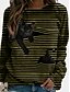 economico T-Shirt da donna-Per donna maglietta A strisce Giornaliero maglietta Manica lunga Collage Rotonda Essenziale Largo Nero Blu Giallo S / Stampa 3D