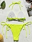 tanie Zestawy bikini-Damskie Stroje kąpielowe Bikini Normalny Kostium kąpielowy Odkryte plecy Solidne kolory Biały Czarny Żółty Wino Fuksja Wyściełany Halter Kostiumy kąpielowe Moda Seksowny / Biustonosz z wkładkami