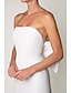 cheap Cocktail Dresses-Sheath / Column Beautiful Back Sexy Engagement Cocktail Party Birthday Dress Strapless Sleeveless Tea Length Satin with Bow(s) 2022