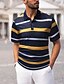 voordelige Herenpolo&#039;s-Voor heren golf shirts Golfshirt Tennisshirt Gestreept Normale pasvorm Tops Overhemdkraag Klaver Geel