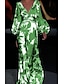 رخيصةأون Maxi-Kleider-Women&#039;s Sheath Dress Maxi long Dress Green Long Sleeve Print Print Spring Summer V Neck Casual Puff Sleeve 2021 S M L XL