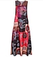 cheap Print Dresses-Women‘s Plus Size Curve Holiday Dress Print V Neck Print Sleeveless Spring Summer Vintage Casual Maxi long Dress Daily Vacation Dress
