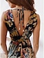 cheap Maxi Dresses-Women&#039;s Swing Dress Maxi long Dress Sleeveless Floral / Botanical Backless Summer Holiday Boho 2022 S M L XL 2XL