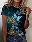 cheap Best Selling Tops-Women&#039;s T shirt Butterfly Painting Graphic Butterfly Round Neck Print Basic Vintage Tops Black / 3D Print