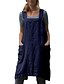 cheap Best Selling Dress-LITB Basic Women&#039;s Pocket Cotton Apron Sleevess Vintage Solid Color Weekend Wear