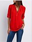 cheap Women&#039;s Blouses &amp; Shirts-Women&#039;s Shirt Blouse White Pink Red Solid Colored Quarter Zip Half Sleeve V Neck Plus Size S
