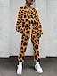 ieftine Costume din Două Piese-Pentru femei Tricou Trening Seturi de pantaloni Leopard Vacanță Casul / Zilnic Cordon Imprimeu Alb Manșon Lung Șic Stradă De Bază Stil Nautic Toamna iarna
