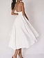 Χαμηλού Κόστους Νυφικά Φορέματα-Δεξίωση Μικρά Άσπρα Φορέματα Φορεματα για γαμο Γραμμή Α Καρδιά Καμιζόλα Λεπτές Τιράντες Κάτω από το γόνατο Σιφόν Νυφικά φορέματα Με Πλισέ 2024