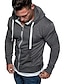 cheap Basic Hoodie Sweatshirts-Men&#039;s Hoodie Jacket Full Zip Hoodie Sweat Jacket Black Red Navy Blue Light Grey Dark Gray Hooded Solid Color Zipper Front Pocket Fitness Cotton Fleece Cool Thin fleece Essential Winter Spring &amp;  Fall