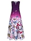 cheap Plus Size Print Dresses-Women&#039;s Holiday Dress Blue Purple Sleeveless Color Gradient Print Spring Summer V Neck Hot XL XXL 3XL 4XL 5XL