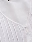 billige Bluser og trøjer til kvinder-Dame Skjorte Blondeskjorte Bluse Øjetop Bomuld Ren farve Daglig Blonder Knap Hvid 3/4-ærmer Basale Afslappet V-hals Sommer Forår