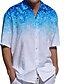 billiga Hawaiiskjorta för män-Herr Skjorta 3D-tryck Grafiska tryck Plusstorlekar Nedvikt Ledigt Dagligen 3D-utskrift Button-Down Kortärmad Blast Ledigt Mode Streetwear Andningsfunktion Blå / Sport