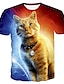tanie męska koszulka 3d-Męskie Dla obu płci Podkoszulek Koszulki Kot Wzory graficzne Okrągły dekolt Czerwony Druk 3D Puszysta Codzienny Święto Krótki rękaw Nadruk Odzież Podstawowy Moda Designerskie Duży i wysoki
