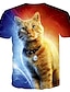 ieftine tricou 3d pentru bărbați-Bărbați Unisex Tricou Tricouri Pisica Imprimeu Grafic Rotund Roșu-aprins Tipărire 3D Mărime Plus Casual Zilnic Manșon scurt Imprimeu Îmbrăcăminte De Bază Modă Designer Mare si inalt