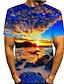 preiswerte nautisch-Herren Hemd T Shirt Tee Grafik-Drucke Strand Rundhalsausschnitt Blau 3D-Druck Täglich Festtage Kurzarm Bedruckt Bekleidung Designer Brautkleider schlicht Groß und hoch
