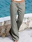 cheap Pants-Women&#039;s Simple Basic Essential Elastic Drawstring Design Wide Leg Full Length Pants Inelastic Casual Weekend Cotton Blend Plain Mid Waist Comfort Lightweight White Black Gray Khaki S M L XL XXL