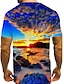 cheap Nautical-Men&#039;s T shirt Tee Shirt Tee Graphic Prints Beach Round Neck Blue 3D Print Daily Holiday Short Sleeve Print Clothing Apparel Designer Casual Big and Tall / Summer / Summer