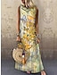 Χαμηλού Κόστους Print Φορέματα-γυναικείο μακρύ φόρεμα πεταλούδα μάξι φόρεμα ανοιχτό κίτρινο σιέλ κίτρινο αμάνικο animal print άνοιξη καλοκαίρι πλήρωμα λαιμόκοψη χαλαρή εφαρμογή s m l xl xxl 3xl