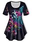 cheap Plus Size Tops-Women&#039;s Plus Size Tops T shirt Tee Graphic Floral Short Sleeve Print Basic Crewneck Cotton Spandex Jersey Daily Holiday Black