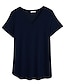 preiswerte Basic-Damenoberteile-Damen T Shirt Glatt Heim Täglich Wochenende T Shirt Kurzarm V Ausschnitt Basic Marineblau Schwarz Blau S / Maschinenwäsche / Mikro-elastisch