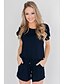 cheap Jumpsuits &amp; Rompers-Women&#039;s Romper Solid Color Casual Casual Daily Short Sleeve Standard Fit Stripe ArmyGreen Black S M L Spring