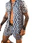 billiga Herrtröjor-Herr Skjorta kostymer Skjorta Leopard Mellan Button-Down Kortärmad Tillfällig Blast Ledigt Mode Hawaiisk Andningsfunktion Svart