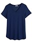 preiswerte Basic-Damenoberteile-Damen T Shirt Glatt Heim Täglich Wochenende T Shirt Kurzarm V Ausschnitt Basic Marineblau Schwarz Blau S / Maschinenwäsche / Mikro-elastisch
