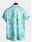 cheap Hawaiian Shirts-Men&#039;s Summer Hawaiian Shirt Shirt Graphic Patterned Hawaiian Aloha Tribal Design Classic Collar Daily Beach Short Sleeve Tops Designer Basic Boho Light Blue