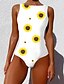 cheap One-Pieces-Women&#039;s Swimwear One Piece Monokini Normal Swimsuit Floral Tummy Control Slim Green White Yellow Camel Brown Strap Padded Bathing Suits Casual Sexy New / Padded Bras