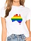 olcso Női pólók-Női Festmény Póló Szivárvány Csíkos Térkép Nyomtatott Kerek Alap LMBT büszkeség Felsők Fehér Fekete