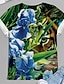 preiswerte Tops in Übergröße-Damen Übergröße Oberteile T Shirt Graphic Tiger Kurzarm Bedruckt Basic Rundhalsausschnitt Baumwoll-Spandex-Trikot Täglich Festtage Blau