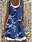 cheap Print Dresses-Women‘s Shift Dress Knee Length Dress Blue Gray Brown Light Blue Sleeveless Floral Fake two piece Print Spring Summer Boat Neck Casual Modern Loose 2023 S M L XL XXL 3XL 4XL