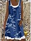 cheap Print Dresses-Women‘s Shift Dress Knee Length Dress Blue Gray Brown Light Blue Sleeveless Floral Fake two piece Print Spring Summer Boat Neck Casual Modern Loose 2023 S M L XL XXL 3XL 4XL