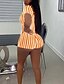 cheap Women&#039;s Rompers-Women&#039;s Romper Print Striped Deep V Ordinary Regular Fit Short Sleeve Pink Orange Navy Blue S M L Autumn / Fall